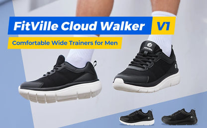 Scarpe da camminata FitVille da uomo, larghezza ampia, massima ammortizzazione, sneakers sportive leggere per alleviare il dolore da fascite plantare