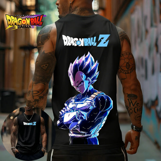 Dragon Ball Z Super Blue Vegeta American Retro Fitness Vest Y2K Harajuku Style Spring and Summer New Men's T-Shirt Daily Wear