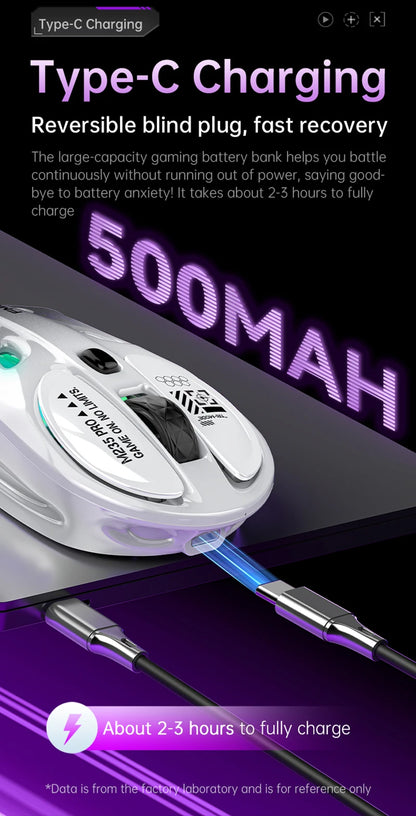 Tri-Mode RGB Gaming Mouse Wireless 2.4G Bluetooth Wired Lightweight Gaming Mouse with Chroma RGB Lighting, 4800 DPI Rechargeable Gaming Mouse for PC & Laptop
