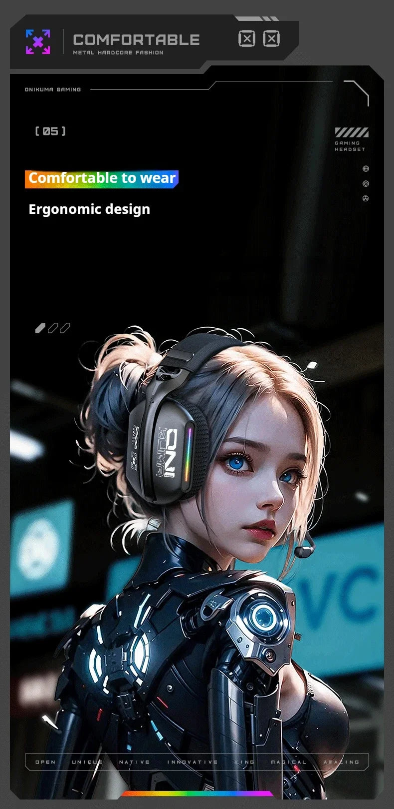 Auriculares gaming inalámbricos ONIKUMA GT808 2.4G/Bluetooth/cableados de 3 modos, circumaurales, con micrófono con cancelación de ruido para PC PS4 PS5