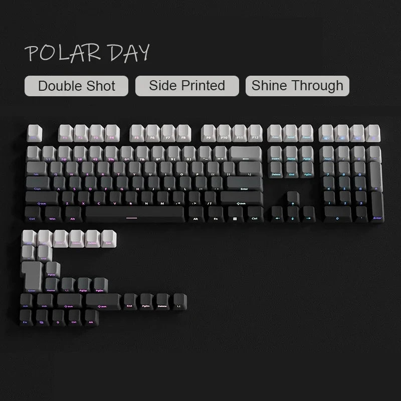 Nuevas teclas para teclado mecánico gaming 60/64/84/98/108 con interruptores MX, 135 teclas OEM PBT con grabado lateral y color degradado rojo y negro