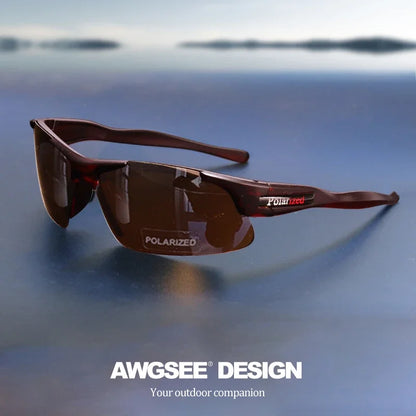 Gafas deportivas polarizadas semirremadas para hombre: montura mate resistente y lentes con revestimiento HD para golf, pesca, viajes y uso diario