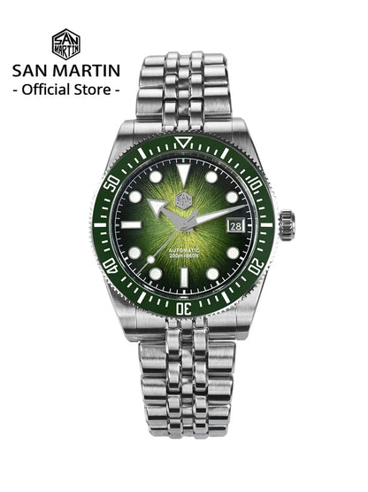 Relógio de mergulho masculino San Martin 37.5mm 40mm Miyota 9015 com mostrador esmaltado, relógio de pulso mecânico automático de luxo, resistente à água 200m SN0148