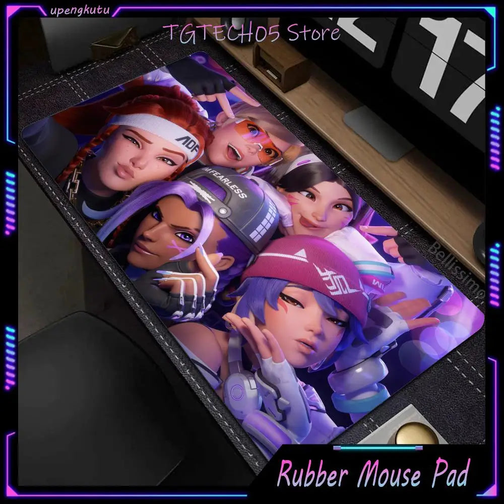 Tappetino mouse grande Overwatch per PC gamer, tappetino da scrivania esteso, tastiera rosa cute, accessori gaming per laptop, tappeto kawaii HD