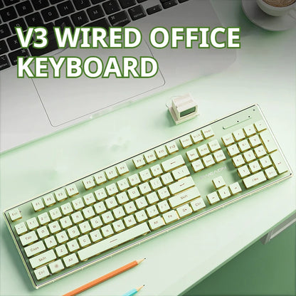 Teclado silencioso con cable EWEADN V3 para oficina y gaming, diseño de teclas tipo película, ergonómico, para Windows/portátil/PC/escritorio, accesorio de e-sports