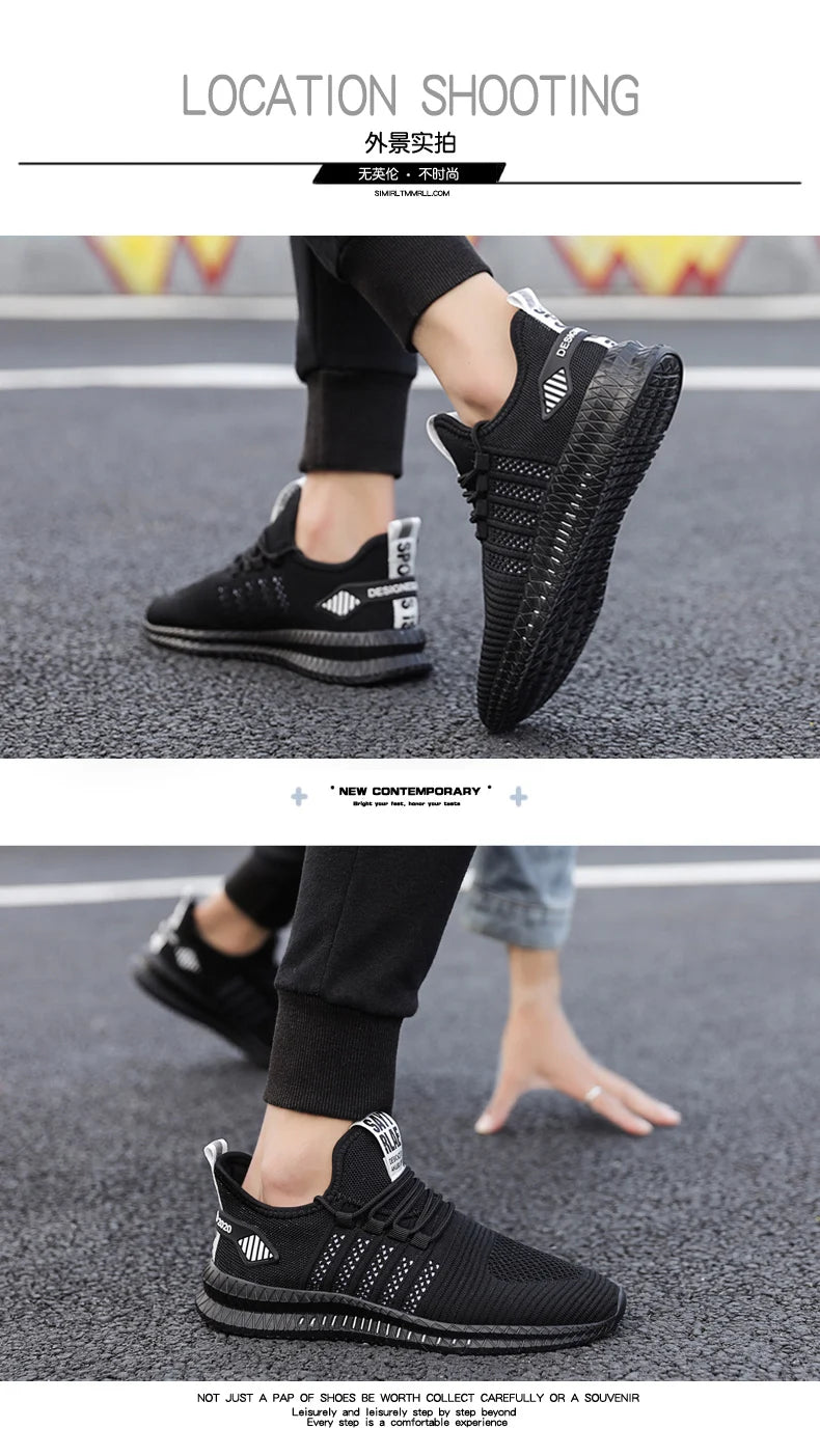 Zapatillas de moda ligeras para hombre, calzado casual transpirable con cordones, zapatos de caminar para hombre, calzado casual de verano