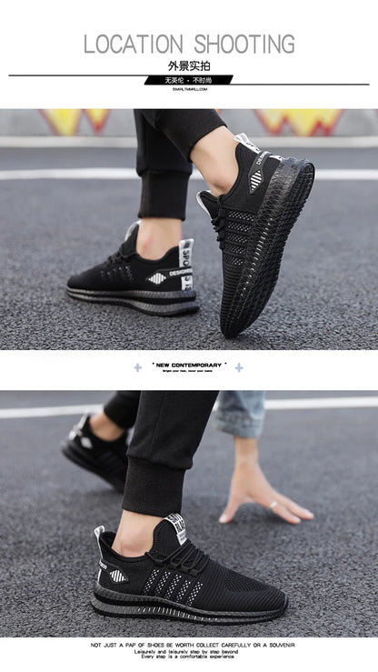 Zapatillas de moda ligeras para hombre, calzado casual transpirable con cordones, zapatos de caminar para hombre, calzado casual de verano