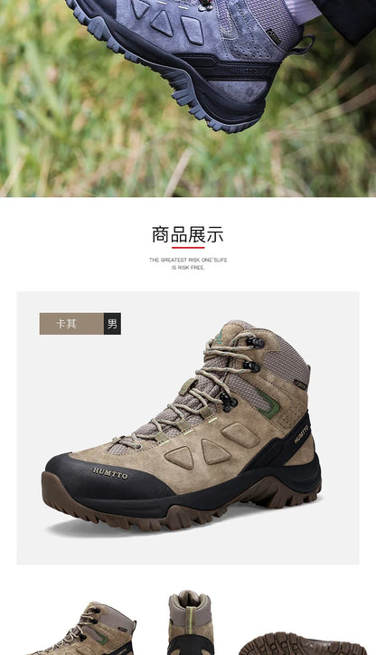 Zapatos de senderismo HUMTTO, botas de caza impermeables para hombre, botas tácticas de combate para desierto hasta el tobillo, botas de trekking para hombre y mujer, zapatillas cálidas de cuero