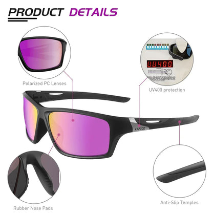 Kapvoe Polarisierte Angel-Sonnenbrille Radfahren Herren Damen UV400 Fahrradbrille Sportbrille Fahrradbrille MTB-Fahrradbrille