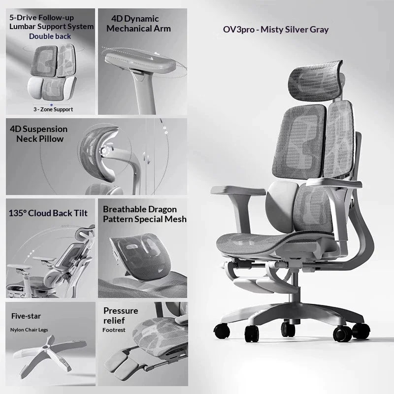 Silla de oficina de malla ergonómica ejecutiva para ordenador y gaming, mueble moderno giratorio con ruedas ajustable, silla gaming ergonómica