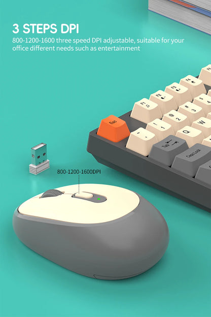 Set tastiera e mouse wireless NexusClick per gaming e ufficio, risparmio energetico intelligente, formato completo 104 tasti, 1600DPI regolabili, USB per laptop e PC