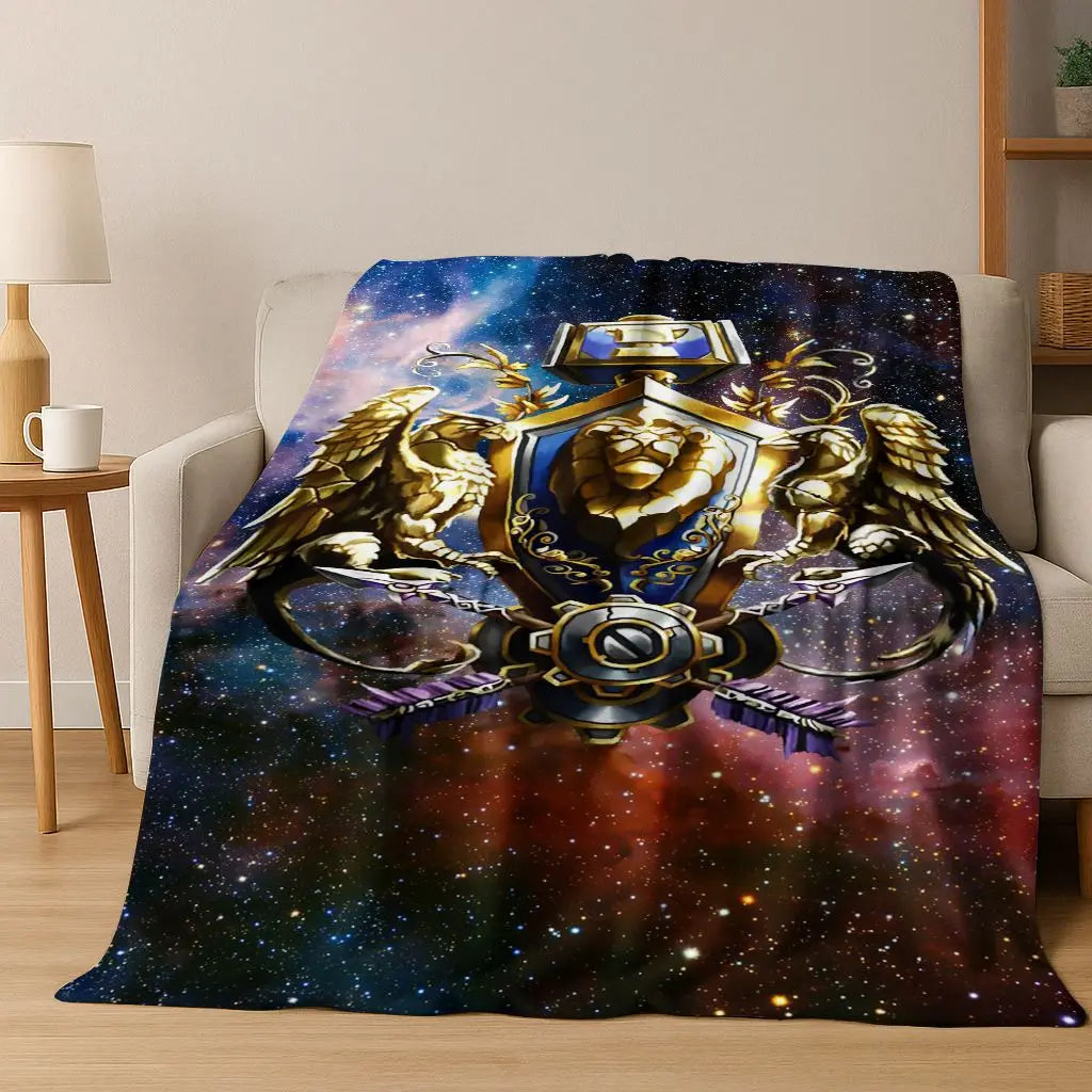 Koc flanelowy WOW World of Warcraft Arthas Demon Illidan Sylvanas, przytulny miękki koc narzutowy do domu, sypialni, na łóżko i sofę, prezent