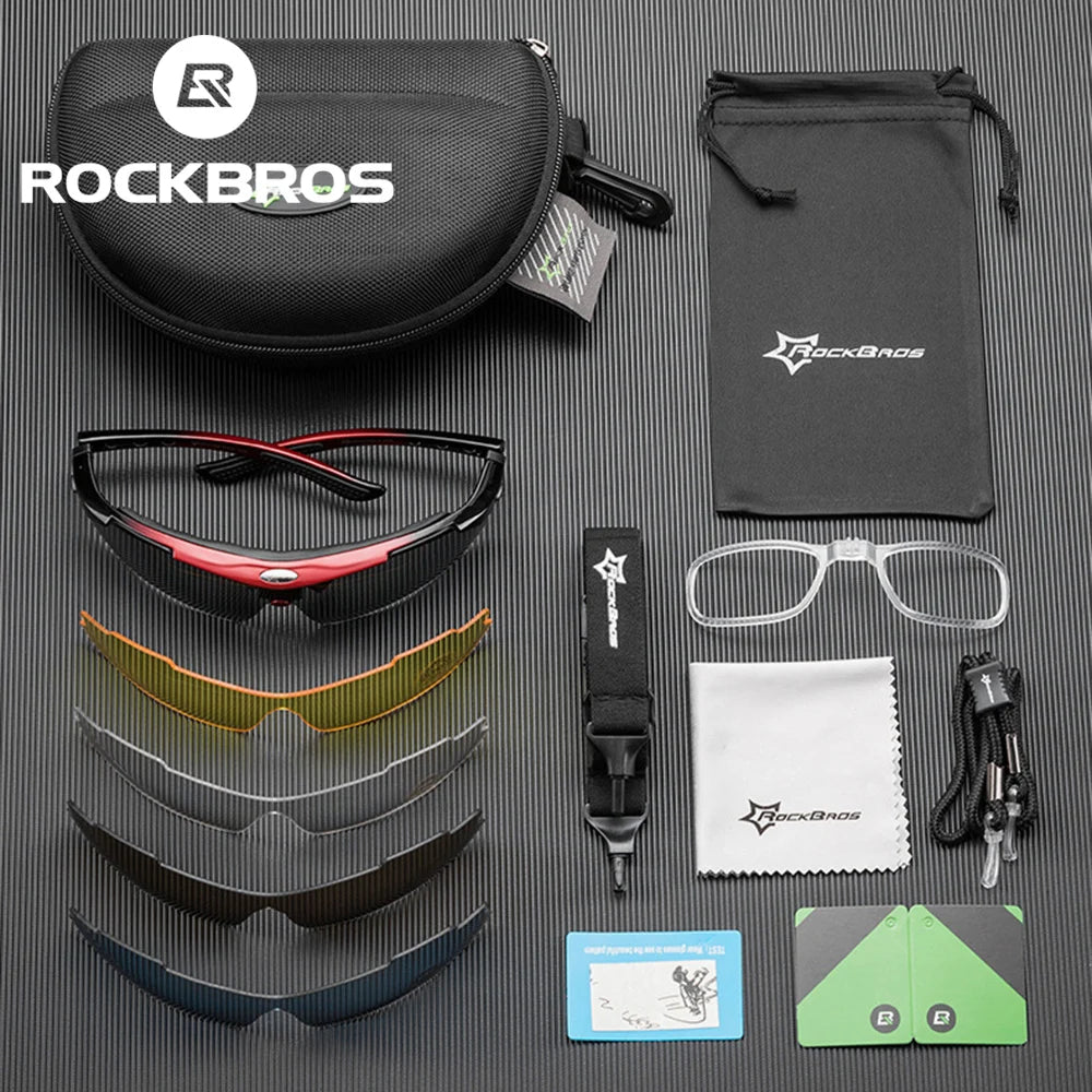 ROCKBROS Polarisierte Fahrradbrille Sonnenbrille Herren Damen MTB-Rad Rennrad-Brille Fahrradfahren Outdoor-Sport Wandern Schutzbrille 5 Gläser