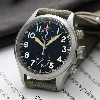 Orologio cronografo al quarzo Militado VK61 VK67, 39mm, cassa in acciaio inox 316L, 3 quadranti, impermeabile 100M, orologio militare multifunzione