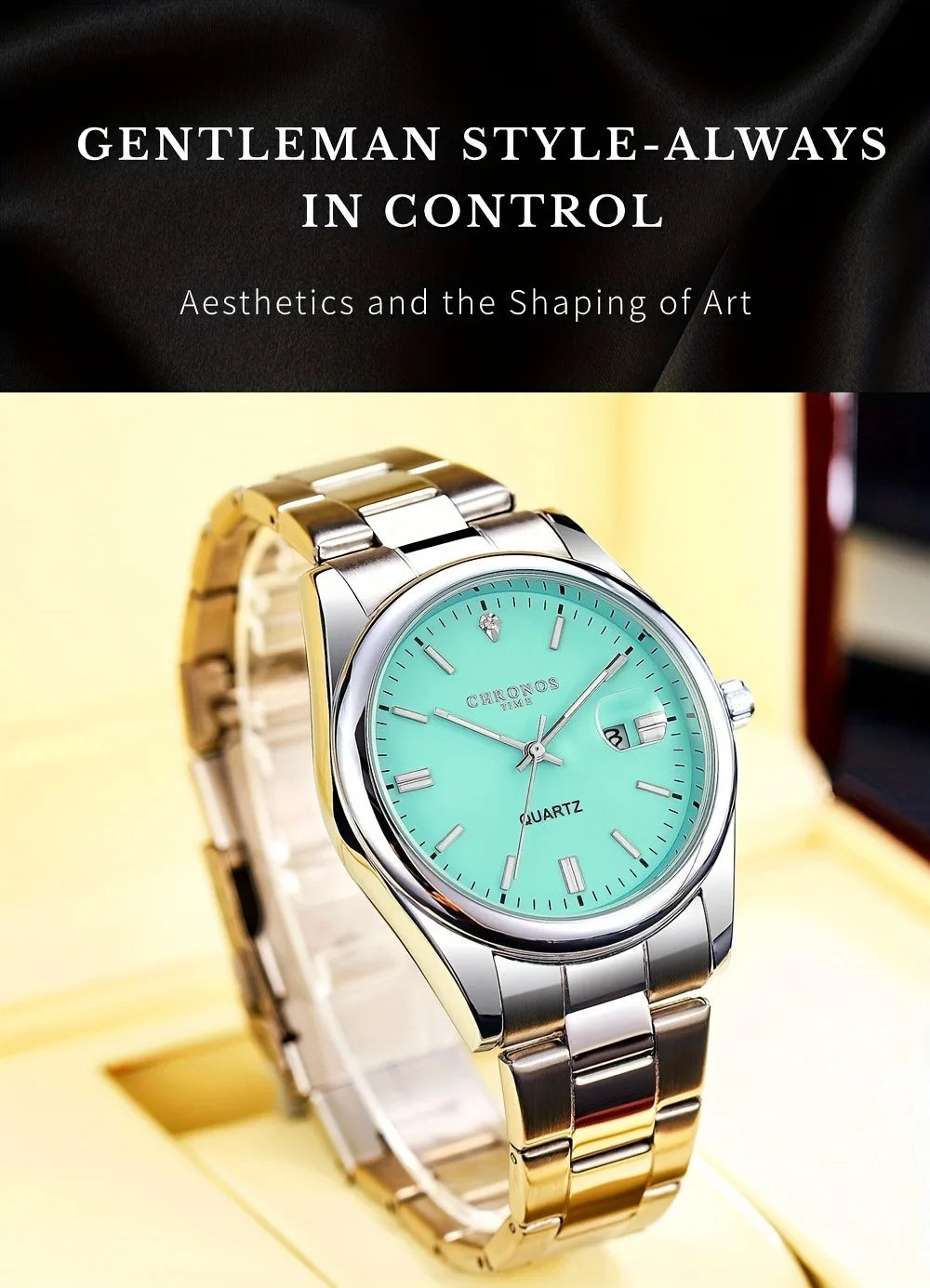 CHRONOS Luxury Men Dress Watches Waterproof Luminous Date Men's Business Quartz Wristwatches Stainless Steel Watch Male Reloj