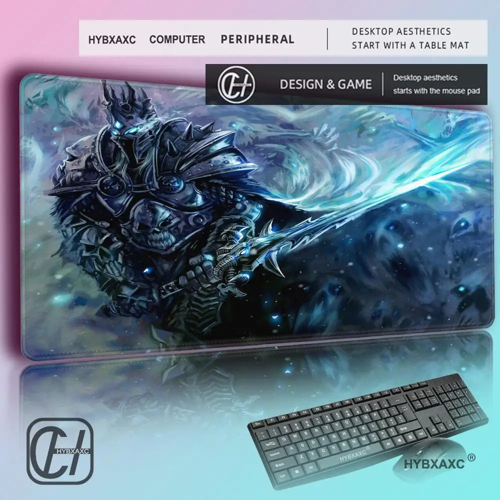 XXL žaidimų aksesuarai, žaidėjams skirta klaviatūros stalo kilimėlis, neslystantis World of Warcraft Lich King nešiojamojo kompiuterio pelės kilimėlis, pelės kilimėliai HYBXAXC