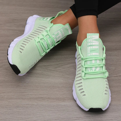Zapatillas deportivas de mujer de malla, ligeras, con suela suave, correa para jogging, transpirables, de moda, para caminar, deportivas informales, de tenis, planas, para hombre