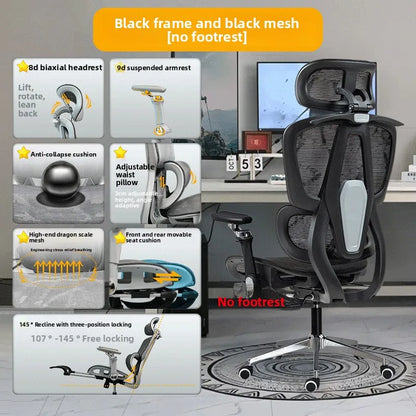 Silla ergonómica minimalista portátil con reposabrazos 10D, silla para ordenador, silla de oficina, silla de estudio, silla gaming, resistente a la gravedad y duradera