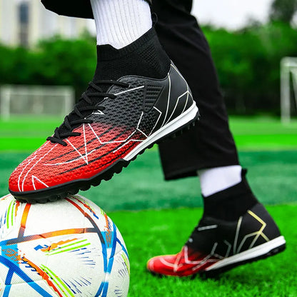 Sapatilhas de Futebol Profissionais de Cano Alto em Pele para Relva Artificial, Treino e Desporto, para Jovens, Estudantes, Homens e Mulheres