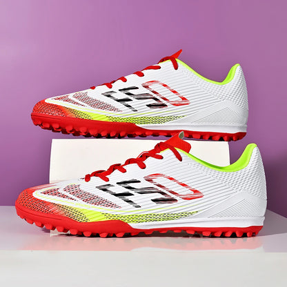 Chaussures de football pour hommes, modèle TF pour terrains synthétiques, tige en PU respirant, crampons en caoutchouc antidérapants, baskets de football pour adultes, idéales pour l’entraînement sur gazon synthétique