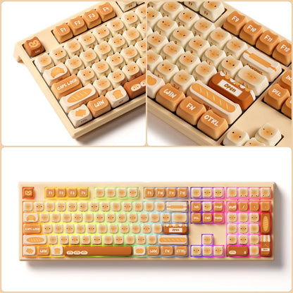 Teclado mecánico inalámbrico Akko MonsGeek MG108B Bun Wonderland, perfil MOG, RGB, 108 teclas, tamaño completo, hot swap, USB / 2.4G / BT 5.0