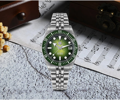 Relógio de mergulho masculino San Martin 37.5mm 40mm Miyota 9015 com mostrador esmaltado, relógio de pulso mecânico automático de luxo, resistente à água 200m SN0148