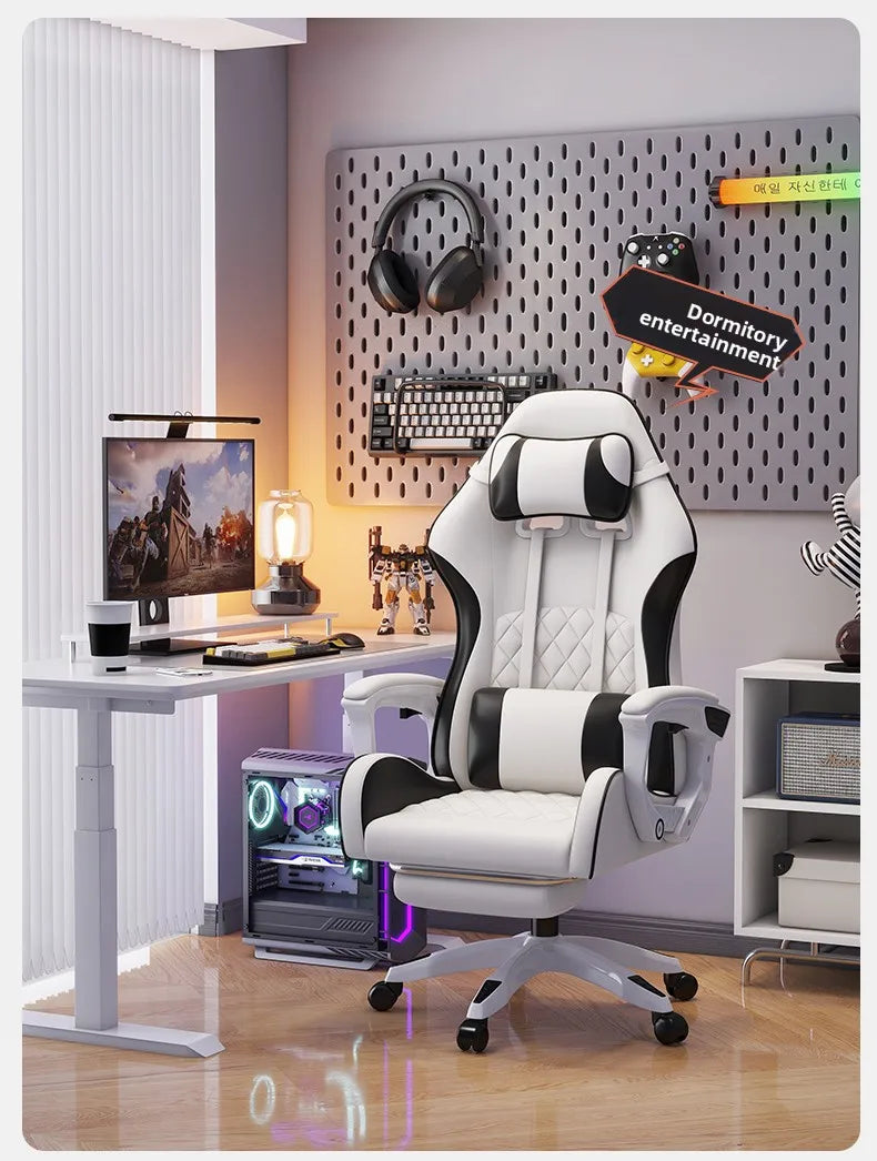 Silla gaming masculina para e-sports, cómoda para estar sentado durante períodos prolongados; silla de ordenador reclinable para momentos de ocio, con respaldo