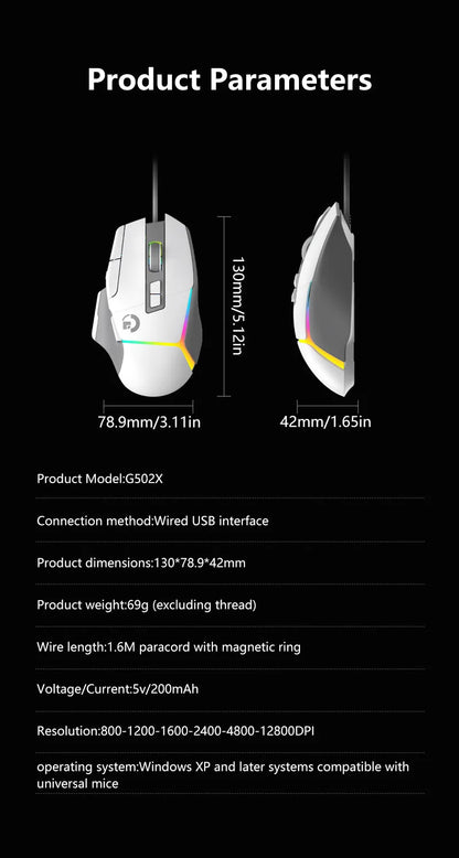 Mouse de gaming wireless ergonomic, reîncărcabil prin USB, Bluetooth, cu senzor optic, programabil, cu conexiune prin cablu, pentru Windows