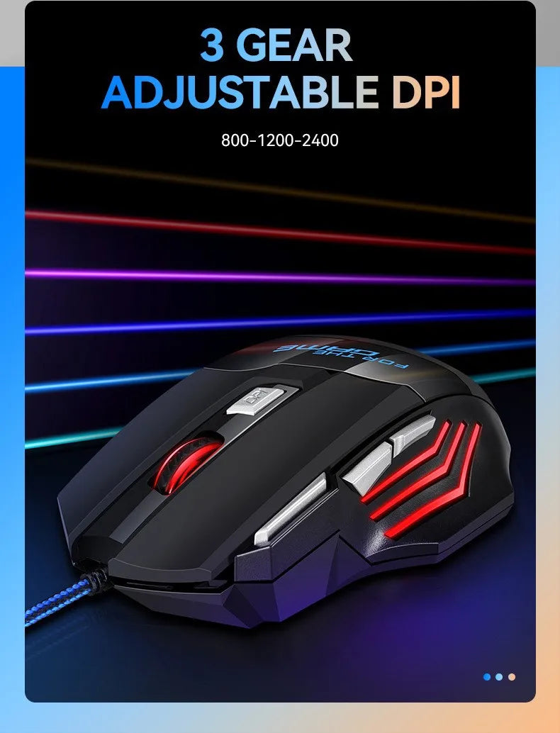 Ratón gaming con cable USB G6, 7 botones con rueda de desplazamiento, 5500DPI ajustables, óptico y ergonómico, para e-sports, portátil, PC y Xiaomi