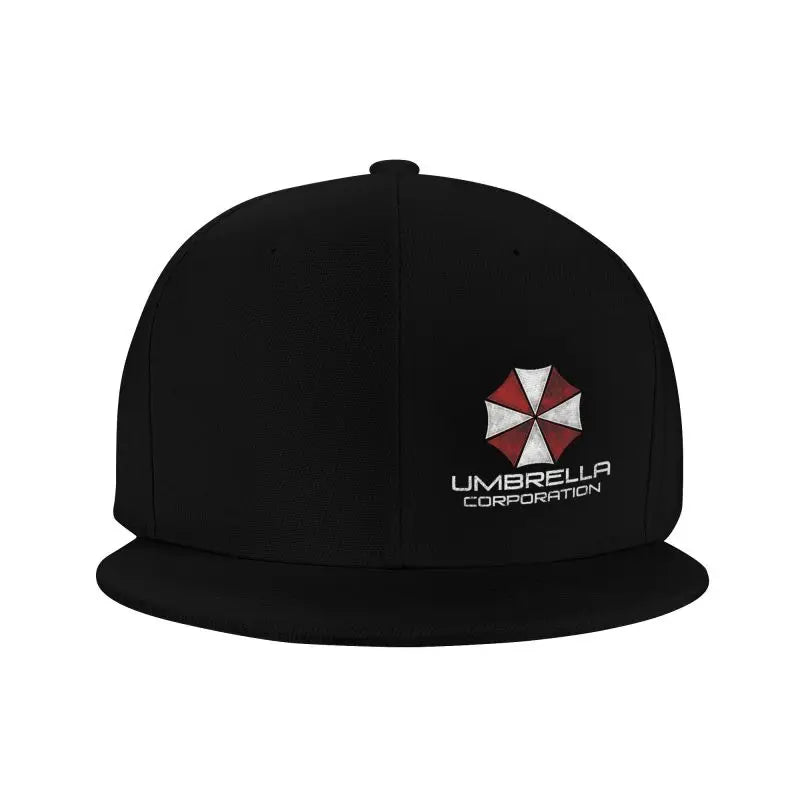 Umbrella Corporation Flat Bill Hats for Men Snapback Skull Hats Black Hat for Teens Boys Skateboard Hats Hip Hop Baseball Cap