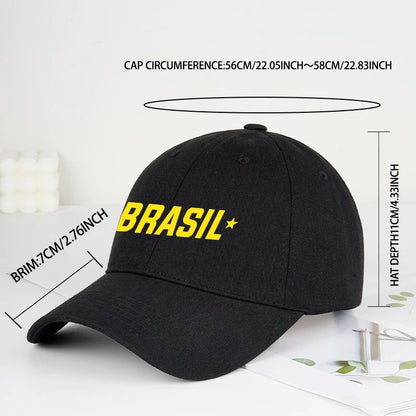 Brazil Fans “BRASIL” Printed Soft-Peak Baseball Cap – Unisex Adjustable Sun Hat for Soccer Enthusiasts – Father's Day Gift