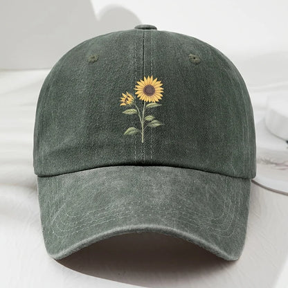 Baseballkasket med retro solsikkemønster (Dad Hat), velegnet til udendørs sport, fiskeri og camping, vandrekasket