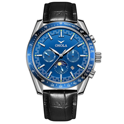 Relógio mecânico para homem ONOLA – Relógio automático de luxo com um estilo descontraído, com bracelete em pele e mostrador perfurado