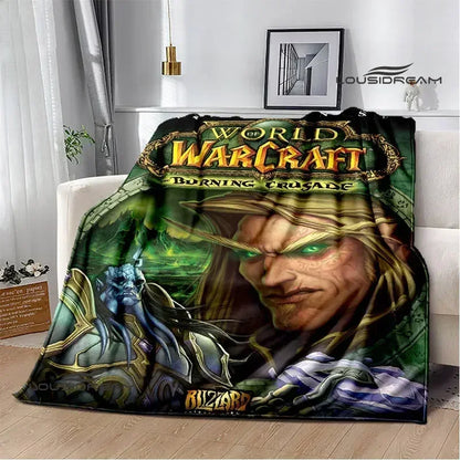 Печатно одеяло Game World of Warcraft, пикник одеяло, топло фланелено одеяло, домашно спално бельо, одеяла за легла, подарък за рожден ден