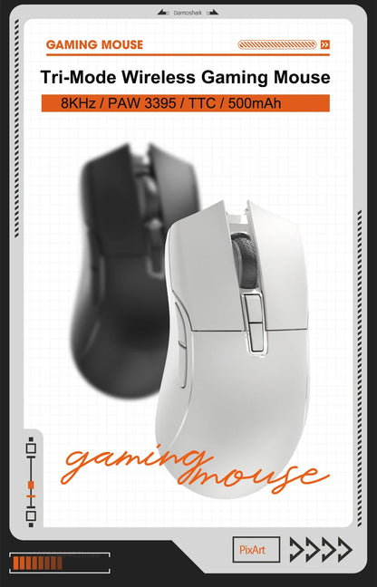 MOTOSPEED Darmoshark N3 Pro Wireless Gaming Mouse, Tri-Mode Bluetooth Gaming Mouse with PAW3395 Sensor, 8K Polling Rate, 26,000 DPI, Rechargeable Ergonomic Gaming Mouse