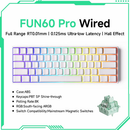 Teclado mecánico Akko MonsGeek FUN60 con interruptores magnéticos 60% para gaming, Rapid Trigger 0.01mm, 8K, ARGB, HE/TMR, teclado personalizado