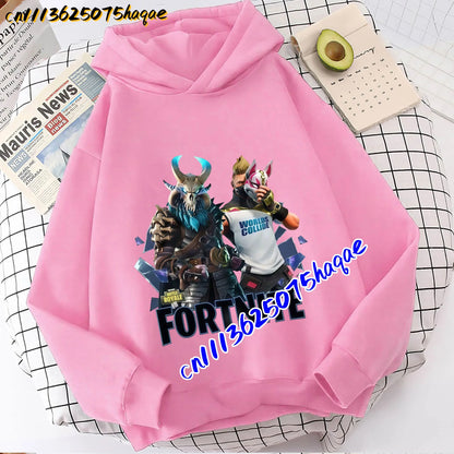 FORTNITED Felpa con cappuccio a maniche lunghe per bambini, bambine e ragazzi, streetwear, pullover, stile anime, top moda per bambini, idea regalo
