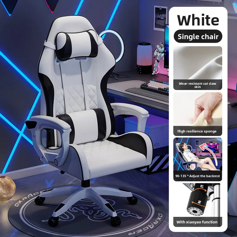 Silla gaming masculina para e-sports, cómoda para estar sentado durante períodos prolongados; silla de ordenador reclinable para momentos de ocio, con respaldo