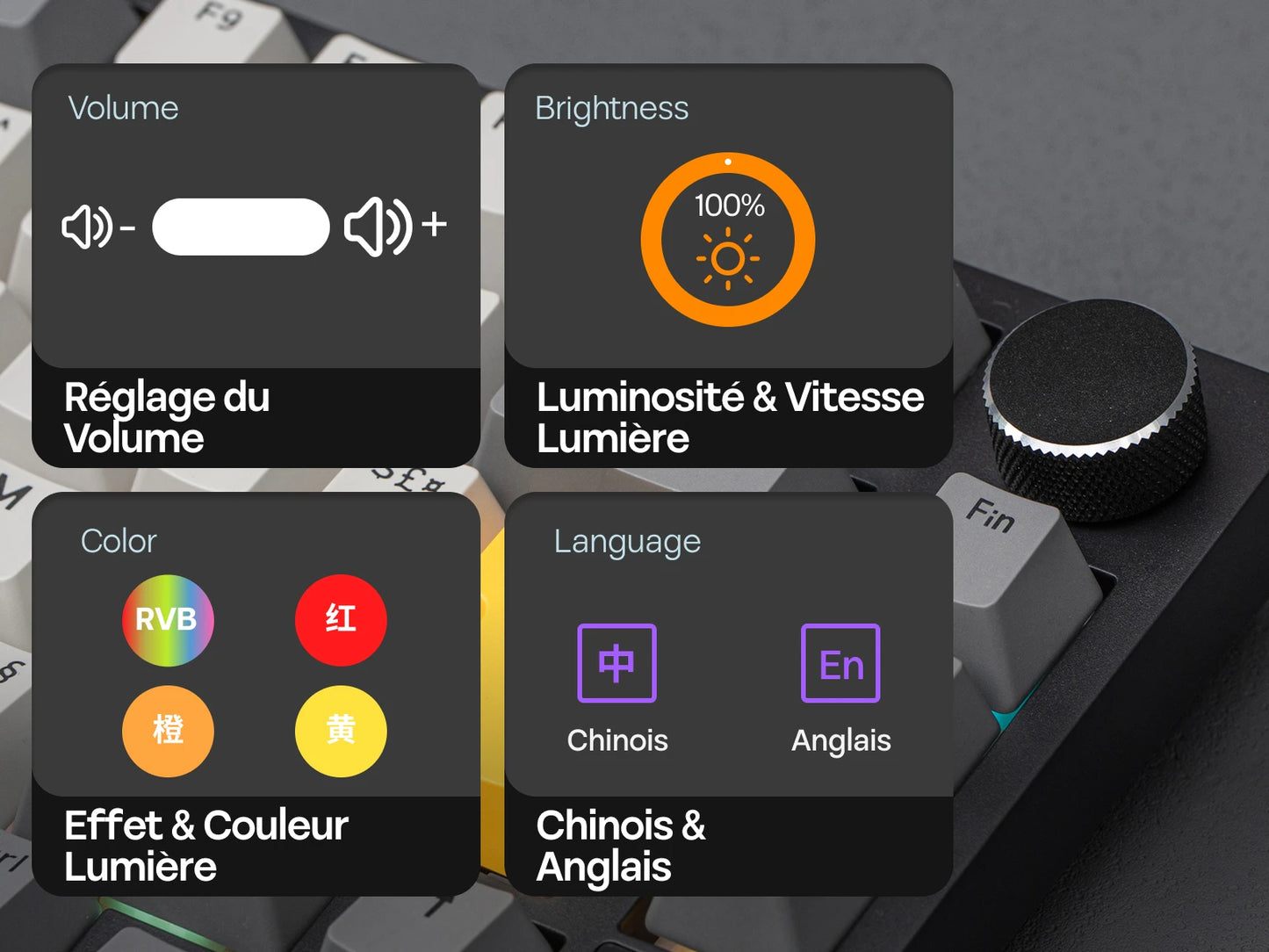 Layout ISO-FR EPOMAKER X AJAZZ AK820 PRO 75% AZERTY Francese Tastiera meccanica hot-swap cablata/BT/wireless 2.4GHz per Win/Mac/PC