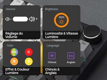 Layout ISO-FR EPOMAKER X AJAZZ AK820 PRO 75% AZERTY Francese Tastiera meccanica hot-swap cablata/BT/wireless 2.4GHz per Win/Mac/PC