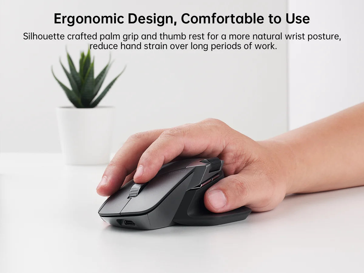 Mouse wireless ricaricabile multimodale Rapoo MT760L/MT760M, ergonomico, 4000 DPI, supporto fino a 4 dispositivi, Bluetooth