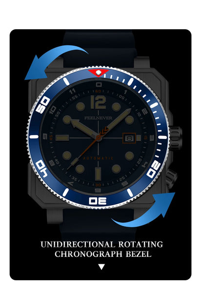 Orologio subacqueo automatico FeelNever 8215 da uomo, super luminoso, in acciaio 316, con vetro zaffiro, orologio sportivo meccanico maschile