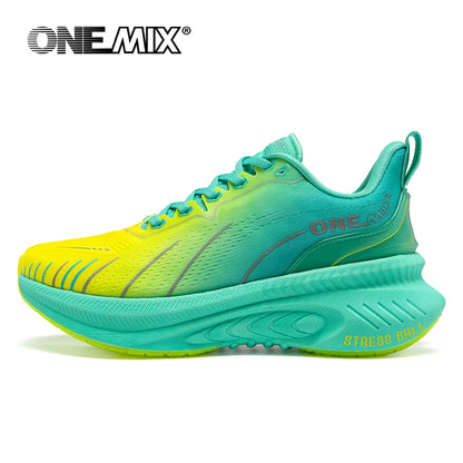 ONEMIX New Cushioning Running Shoes For Men Suitable for Heavy Runners Lace-Up Sports Women Non-slip Outdoor Athletic Male Sneakers