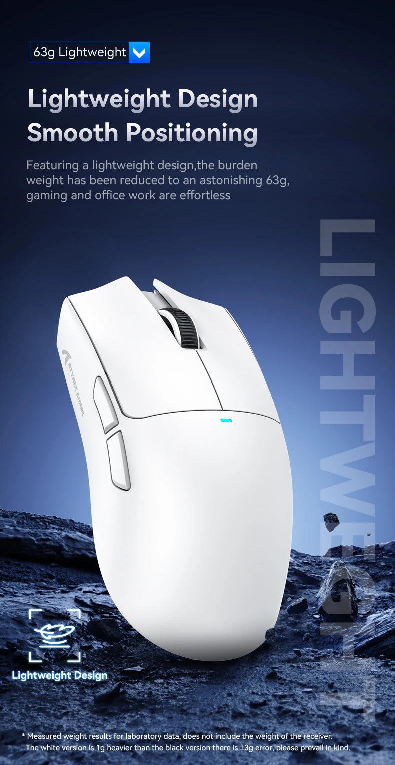 Ratón inalámbrico Attack Shark X11&R1 Tri Mode Bluetooth con base de carga RGB, ergonómico y ligero, accesorio para PC gamer