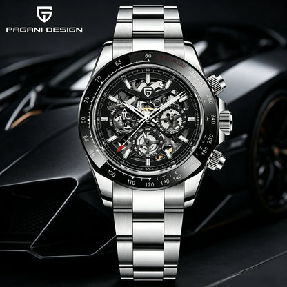 Reloj mecánico automático PAGANI DESIGN para hombre, de acero inoxidable, resistente al agua 10Bar, deportivo, de lujo casual para hombre