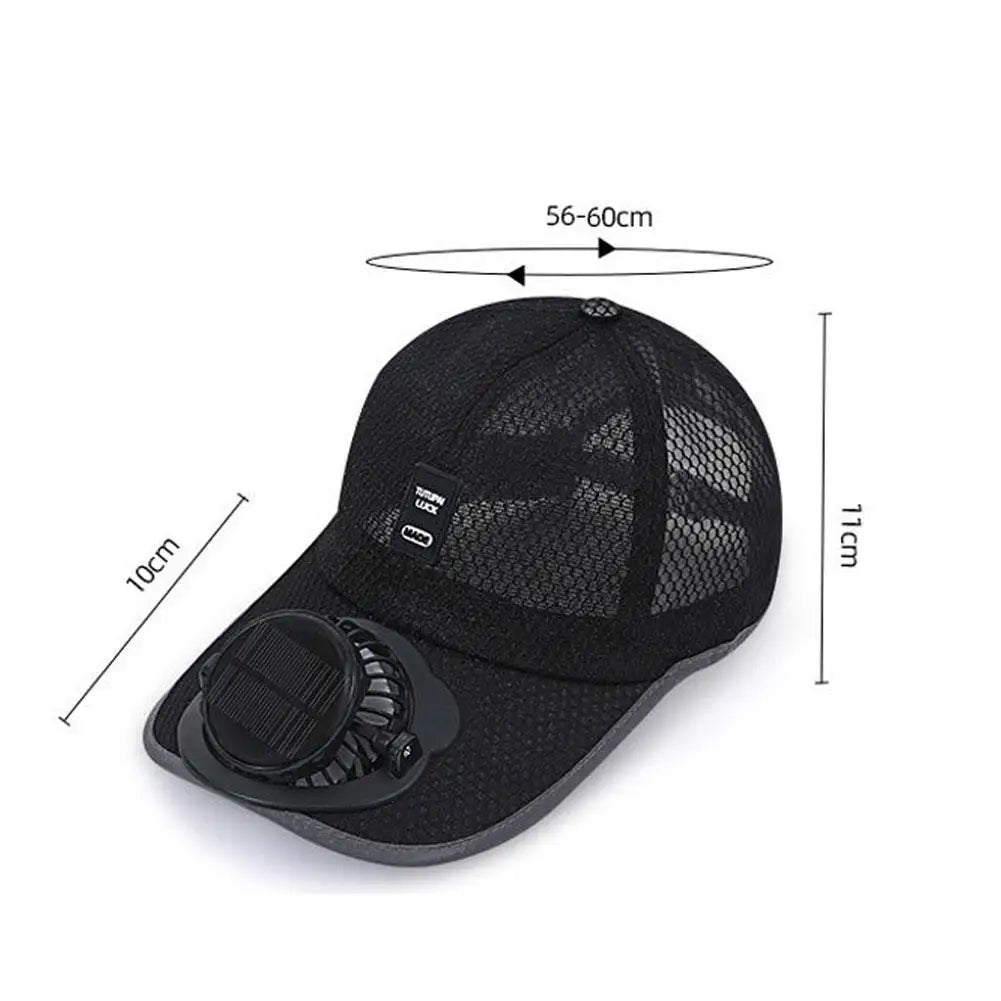 Breathable Sun Hat — Solar Fan, USB Charging