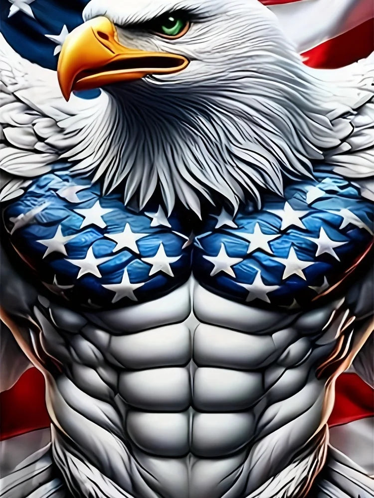 Camiseta patriótica para hombre con estampado 3D de águila, cuello redondo, manga corta y estilo casual, ideal para moda de verano y actividades al aire libre