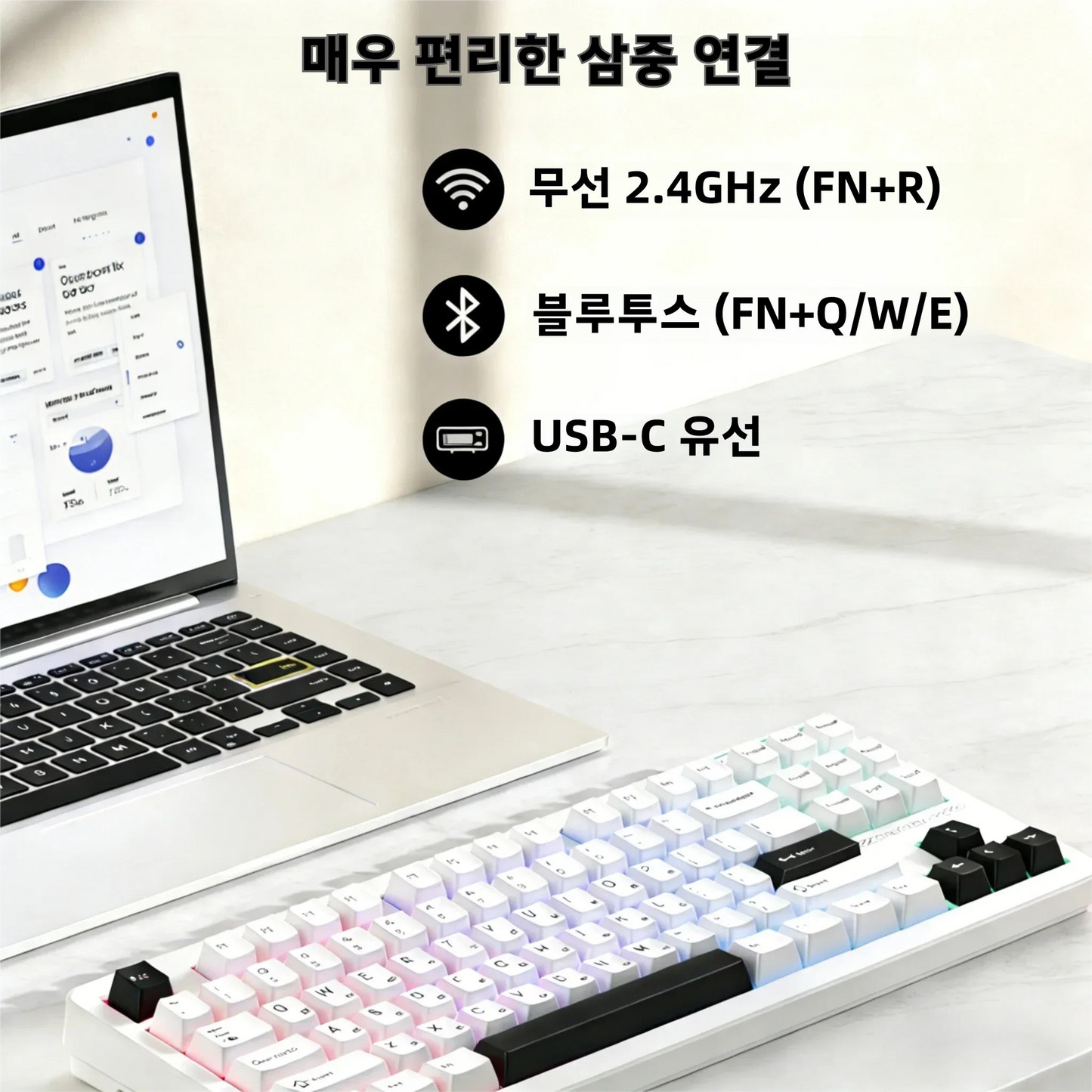 Teclado inalámbrico AULA×LINGBAO K87 con letras coreanas, montaje gasket, teclas PBT, software de macros y interruptores LEOBOG