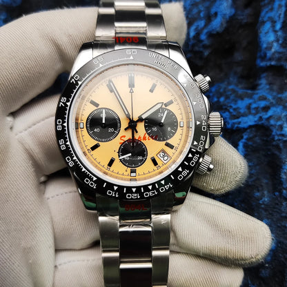 20 Colors dress 39mm Quartz Chronograph Sapphire Crystal Stainless Luminous Men's Watch VK63 Movement Calendar Strap