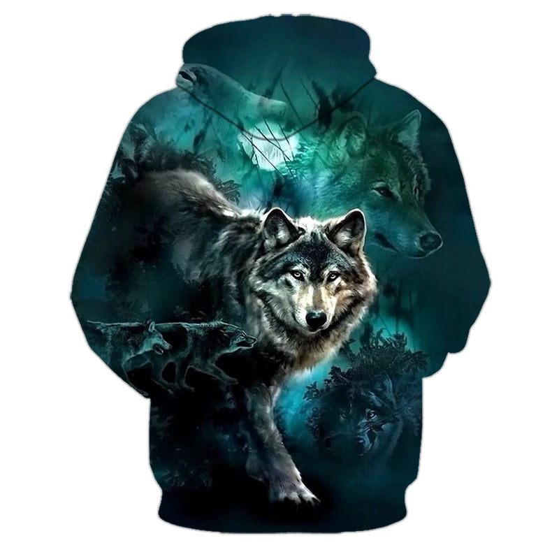 Felpe con cappuccio oversize 3D Animal Wolf da uomo e donna, moda casual, pullover hip hop Harajuku streetwear